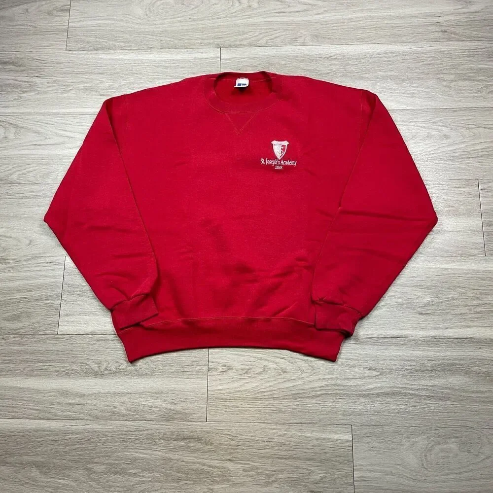 Vintage Sweatshirt Mens Large Red 90s Russell Athletic St Josephs Academy
